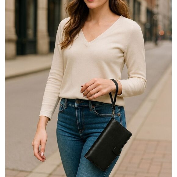 Duluth Trading -Lifetime Leather 🖤 Black Wristlet Wallet - Picture 13 of 13